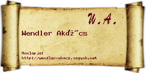 Wendler Akács névjegykártya